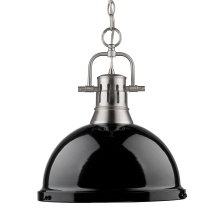 Golden 3602-L PW-BK - Yep by Golden Lighting Duncan 1-light 14in Chain Hung Pendant in Pewter and Black shade